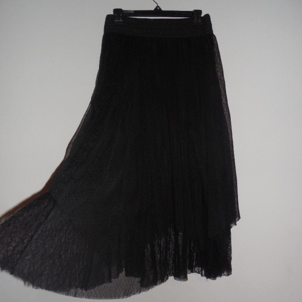 BLACK MESH MAXI SKIRT